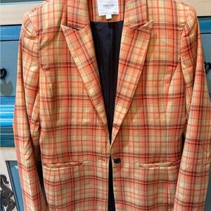 Grey Lab Orange and Tan Check Blazer